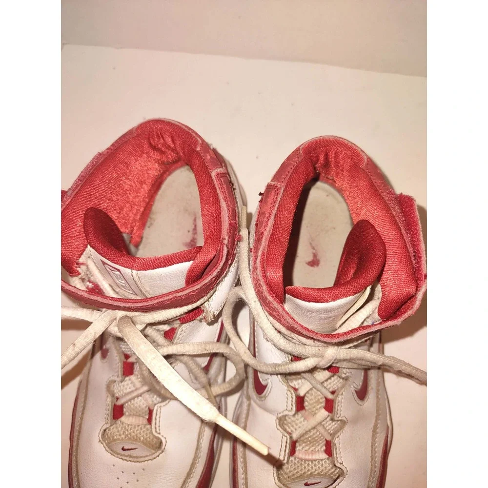 Nike Shox Elite Basketball Shoes Youth 7Y White Red High Top Strap 341513-161